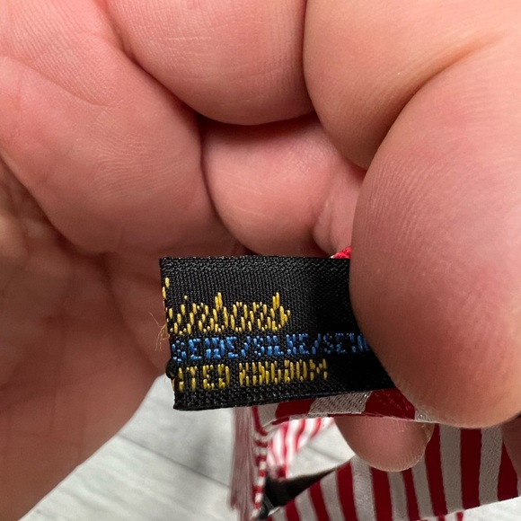 Atkinson’s Red & White Repp Stripe Silk Bowtie Bow Tie - Picture 4 of 6